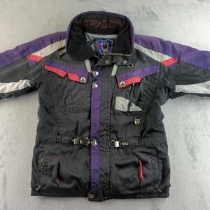 Vintage 90s Spyder USA Ski Jacket Mens Large Black Purple Winter Coat Thinsulate